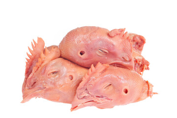 Chicken head on white background