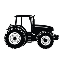 Obraz premium Black tractor silhouette on white background vehicle