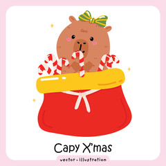 Capybara Christmas Winter Celebration – Cute Holiday Animal vector illustration