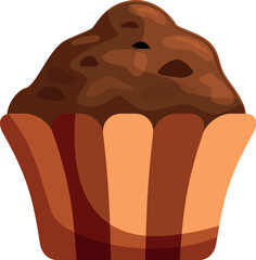 Chocolate muffin with chocolate chips is a sweet baked product, ideal for breakfast or snack