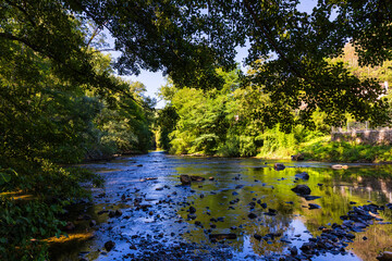 Agoût River Flowing Through the Village of Burlats in the Sidobre Region
