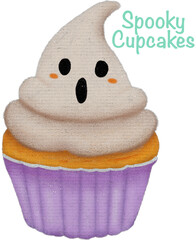 A collection of cute Halloween candies, cupcakes, and desserts, Perfect for stickers, cards or digital scrapbooking.
