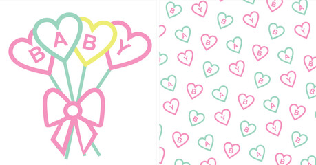 baby heart balloon with all over print illustrations vector art