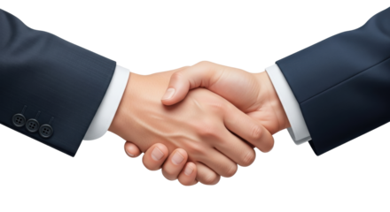 Isolated Handshake of two business partners, closing a deal and meeting sales target