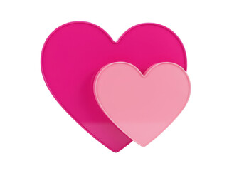 Two pink hearts isolated on transparent background, love and romance concept for Valentine s Day and wedding design PNG