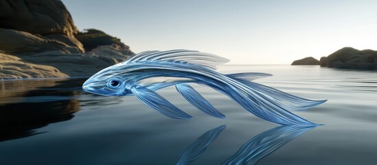 Abstract Transparent Fish in Water.