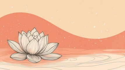 Delicate lotus flower on a tranquil water surface, soft pastel colors,  peaceful and serene background.