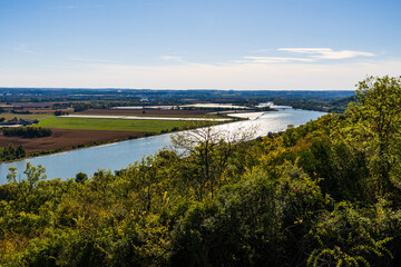 Panoramic View of the Agricultural Plain Along the Garonne River at Saint-Nicolas-de-la-Grave from the Hills of Boudou