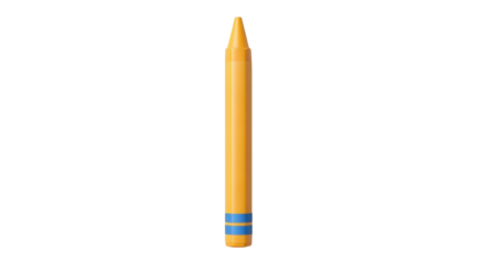 Isolated yellow crayon, coloring tool, drawing instrument for creative art projects