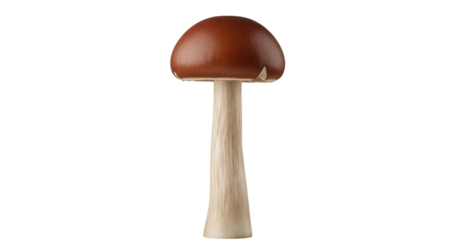 Isolated mushroom with a brown cap, a toadstool from the forest, for cooking and food themes