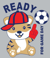 little  tiger animals sports play print illustrations vector art