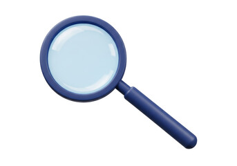 Blue magnifying glass PNG isolated on transparent background, search tool for investigation and exploration