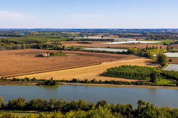 Panoramic View of the Agricultural Plain Along the Garonne River at Saint-Nicolas-de-la-Grave from the Hills of Boudou