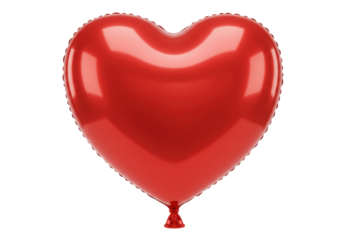 Shiny red heart balloon isolated on transparent background, love and romance concept for Valentine s Day and anniversary celebrations