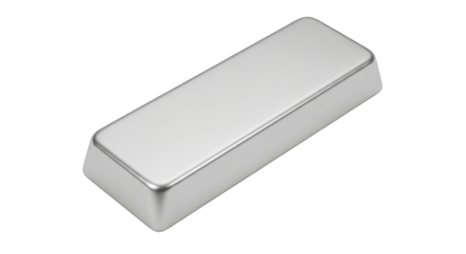 Isolated silver bar casting blank bullion ingot metal product block mold object form