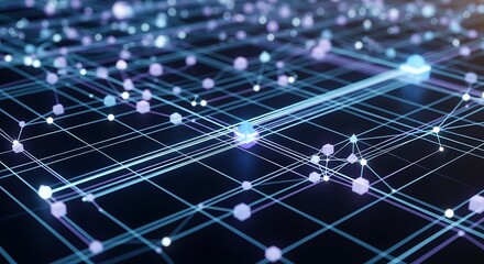 Obraz premium Abstract Data Network Visualization with Interconnected Nodes and Lines