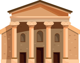 Fototapeta premium Classical building with columns and brown roof, perfect for projects related to history, architecture, or government