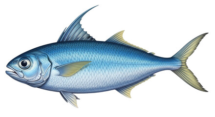 Naklejka premium Isolated blue fish illustration for education or marine biology study in detail and color