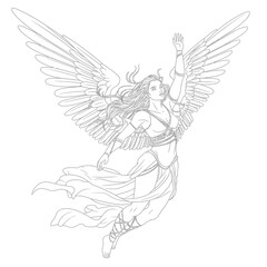 Beautiful angel with wings holding a scepter