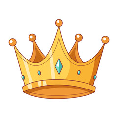 Golden royal crown with gems. Kingdom and monarchy symbol. King and queen headwear for fairy tale stories and regal concepts.