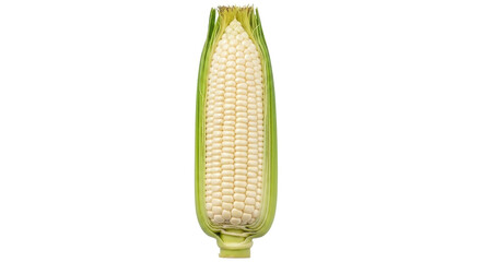 Isolated ear of corn in husk ready for cooking, sweet and flavorful side dish delicacy