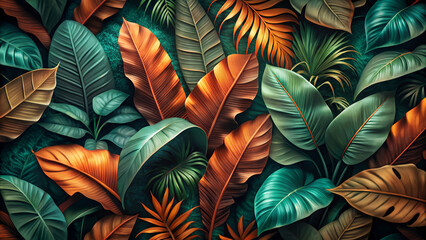 Vibrant Tropical Foliage Digital Illustration.