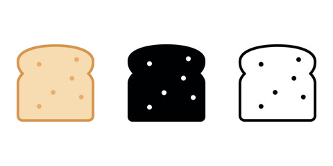 Bread slices icons in flat style, brown and black version. Vector illustration design.