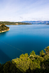 Panoramic View of Lake Sainte-Croix and the Mountains of Haute-Provence from the Sainte-Croix Bridge