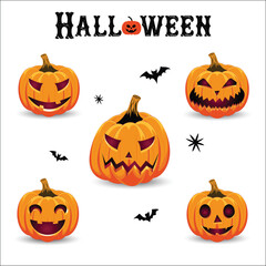 Halloween Pumpkin Character – Cute Jack O’Lantern Vector Illustration on White Background