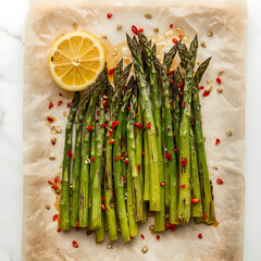 fresh green beans on wooden board
