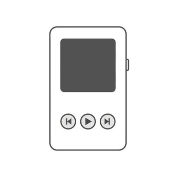 Simple Line Art Icon of a Portable Music Player.