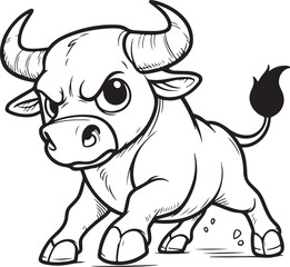 Cartoon farm bull vector illustration: cute black cow 