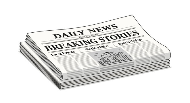Stack of Daily News Breaking Stories Newspaper.