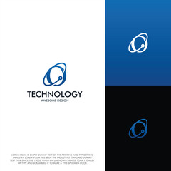 technology logo letter O design vector illustration