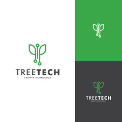 tree technology logo design vector illustration