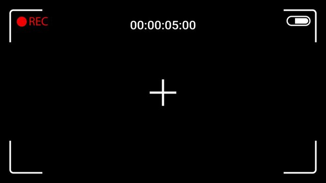 Camera screen recording on black background,Camera recording screen overlay.4k