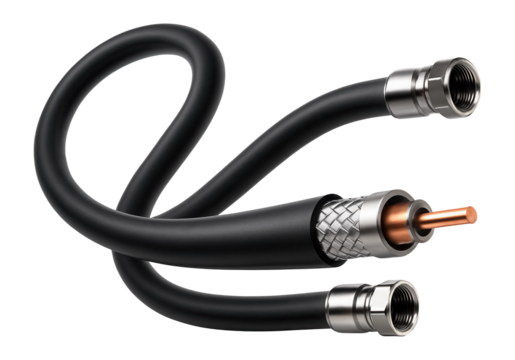 Coaxial cable for linking satellite dishes to indoor receivers at home.