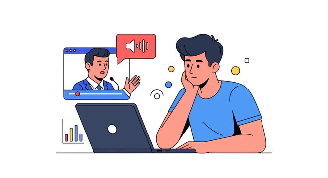 Student Bored During Online Lecture.