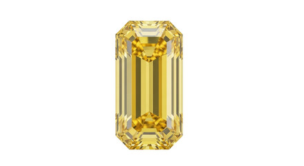 Isolated Fancy Yellow Emerald Cut Diamond Gemstone Glittering Gem Glamour Sparkle Treasure Jewelry