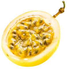 Yellow Passion fruit isolated on white background, Fresh Passion fruit or Maracuja on White Background PNG File..