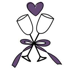 campaign glass with ribbon