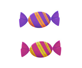 Set of sweet candies in a package of different colors.