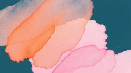 Fototapeta premium Abstract watercolor painting with pink orange and teal colors creating a fluid and organic design