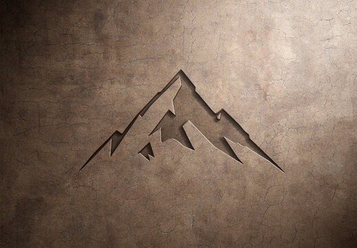 Engraved Logo Mockup On Concrete Texture