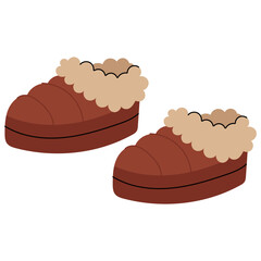 Stylish fur-lined winter boots in flat design. Warm fashion footwear ideal for cold weather, snow and cozy seasonal illustrations.