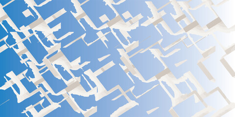 Abstract Geometric Pattern with Light Gray Shapes on Light Blue Background.