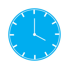 Blue colour clock icon Flat Design Vector Illustration for Business & Time Management.