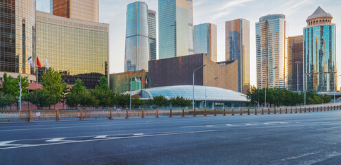 Fototapeta premium The skyline of modern urban architecture and highways in Beijing, the capital of China