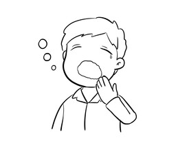 yawning kid digital drawing illutration isolated