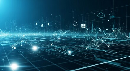 Data Analytics and AI Global Network Background for Cloud and Database Management